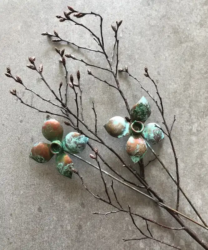 Blume mit Stiel aus Kupfer Durchmesser 6cm