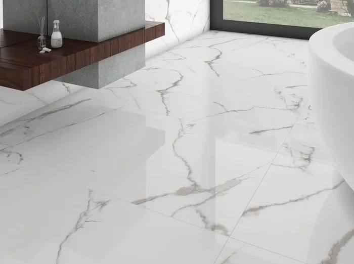 Bodenfliese Bianco Carrara Poliert 60x120cm Rektifiziert