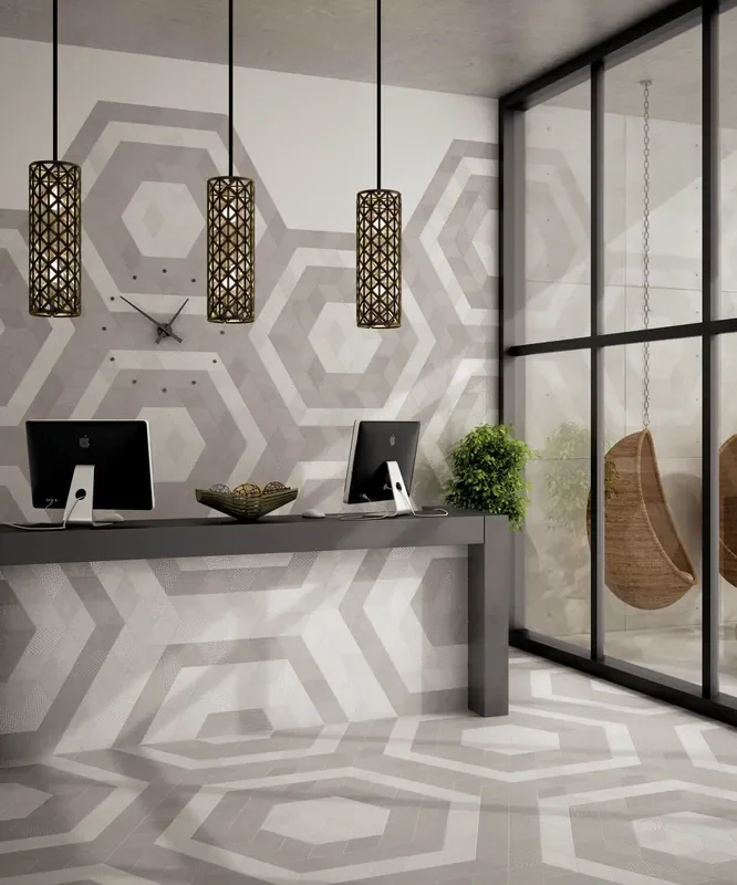 Bodenfliese Kalea Dekor Dunkelgrau 14x24cm