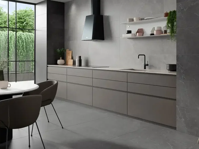 Bodenfliese Schirokko Dunkelgrau 90x90cm Rektifiziert