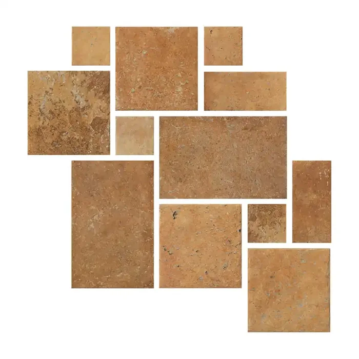 Bodenfliesen-Set Römischer Verband Steinoptik fertiges Set mit verschiedenen Größen „Cotto Del Campiano Giallo Umbria“