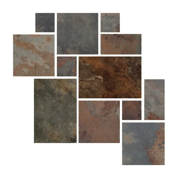 Bodenfliesen-Set Römischer Verband Steinoptik fertiges Set mit verschiedenen Größen „Di Pietra Bali Red“