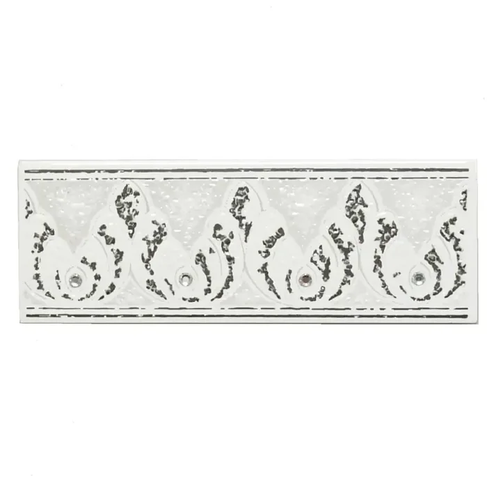 Bordüre Villeroy & Boch Nr.534 weiß grau silber Straßsteine 7×20 cm