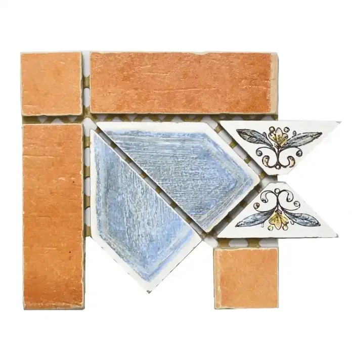 Bordürenecke Industrie Fincuoghi SPA Nr.918 ES19366/8 Patio blu tono 16×16 cm I.Sorte