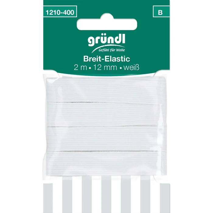 Breit-Elastic Gummiband, 12 mm x 2 m, ws (weiß)
