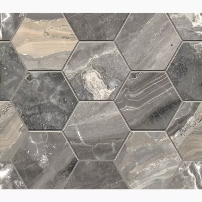 Caesar Anima Futura Keen Grey Satinato Lucidato Composizione Hexagon AGFG 28,5x33cm rektifiziert 9mm