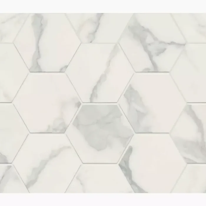 Caesar Anima Futura Majestic White Satinato Lucidato Composizione Hexagon AGFD 28,5x33cm rektifiziert 9mm