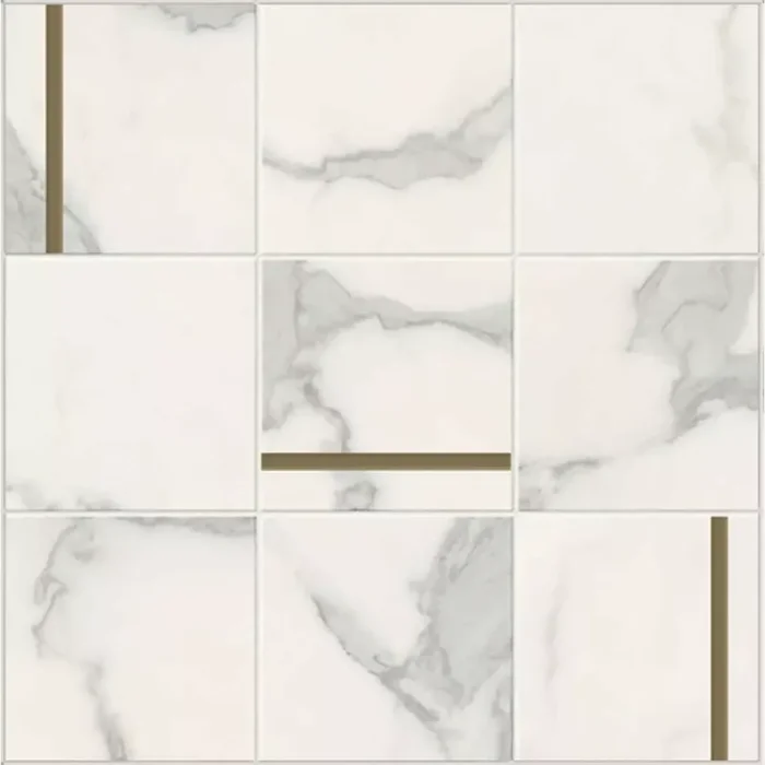 Caesar Anima Futura Majestic White Satinato Lucidato Composizione N Brass AGER 30x30cm rektifiziert 9mm