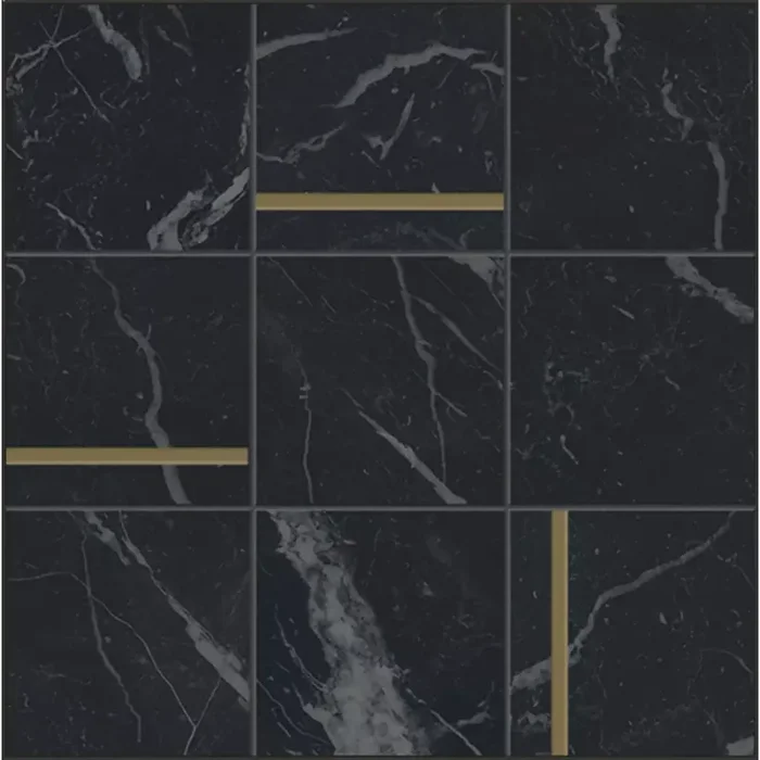 Caesar Anima Futura Unique Black Satinato Lucidato Composizione N Brass AGET 30x30cm rektifiziert 9mm