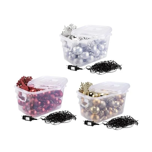 Christbaumschmuck Set, inkl. Lichterkette, 99 tlg.