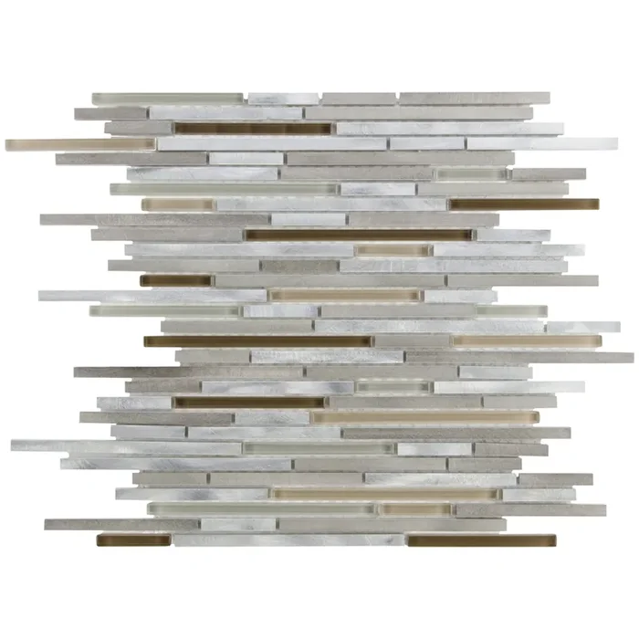 Cosmos Earth Brown Beige Silver Glas Aluminium Brick Mosaik – – 30×30