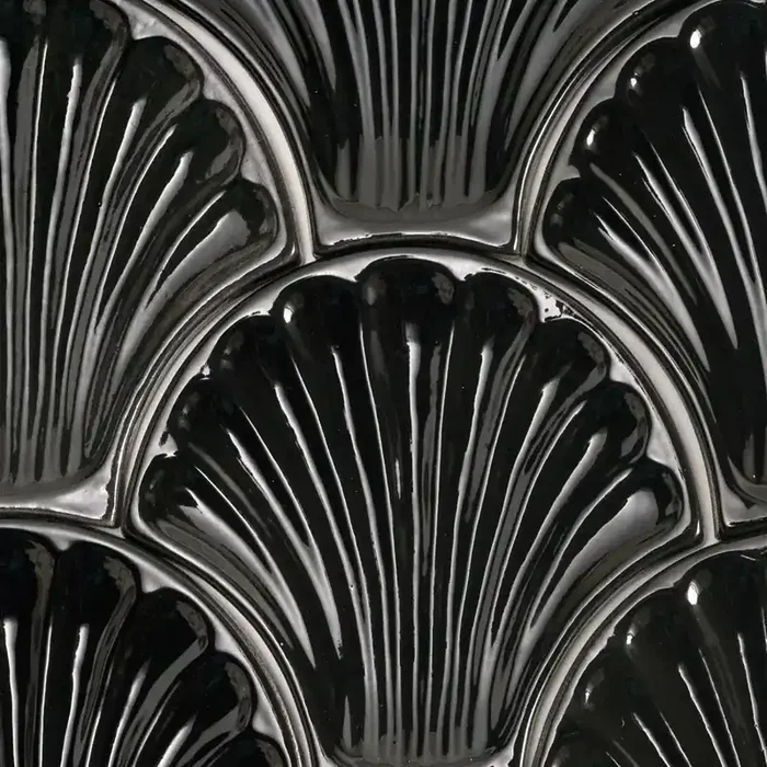 Decor Fliese Artigiana le Conchiglie 15 x 15,5 cm Glossy Nero