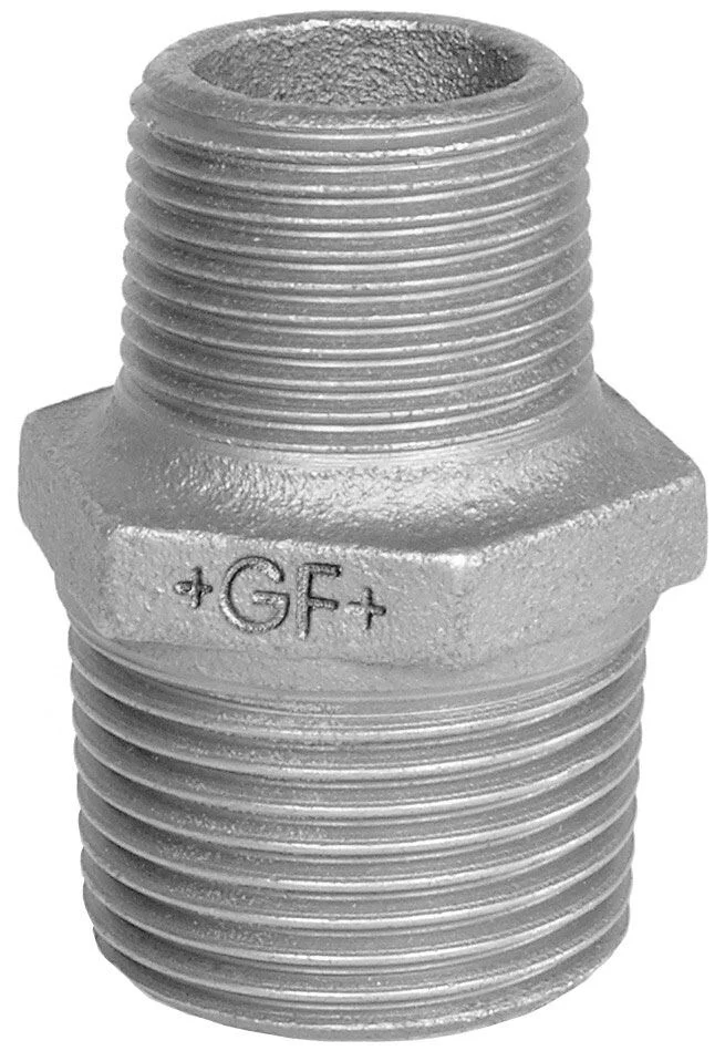 Doppelnippel reduziert Nr. 245, 6/4″x5/4″, verzinkt