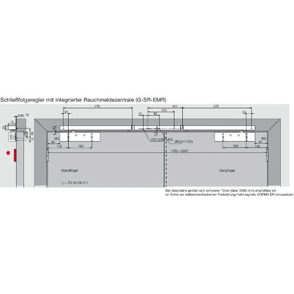 dormakaba Türschließer TS 93 B GSR-EMR2-V,EN 2-5, 2-flg. Gleitschiene, silber