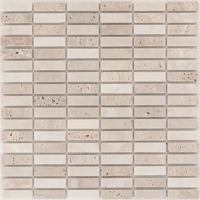 Etles Traverin / Beige Noce Parallel getrommelt Mosaik – – 30,5×30,5