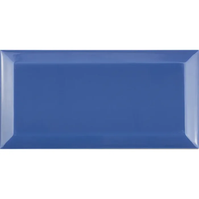 Facette Metro Blau Wandfliese glasiert, glänzend Rundkante 10x20x0,9