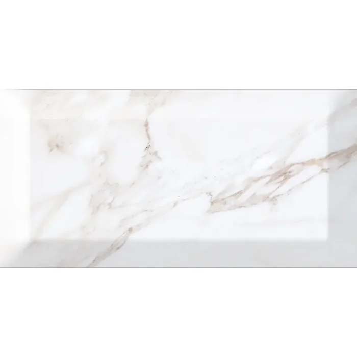 Facette Metro Carrara Wandfliese glasiert, glänzend Rundkante 10x20x0,9