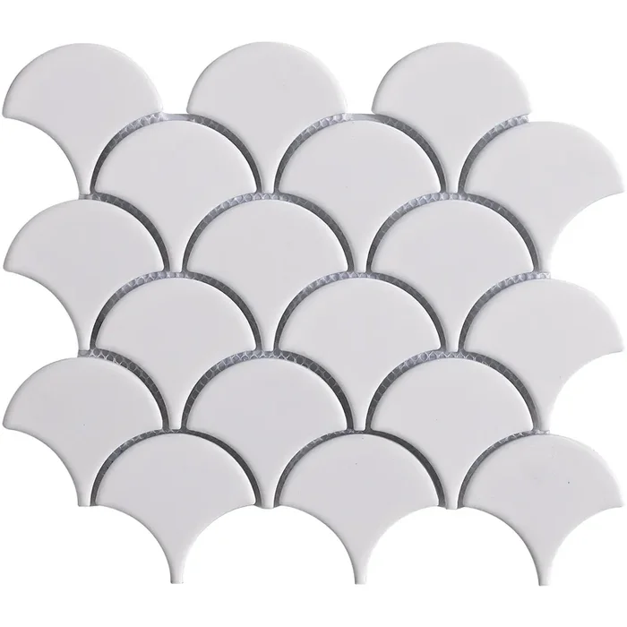 Fächeroptik Weiß matt Keramikmosaik – – 26×22