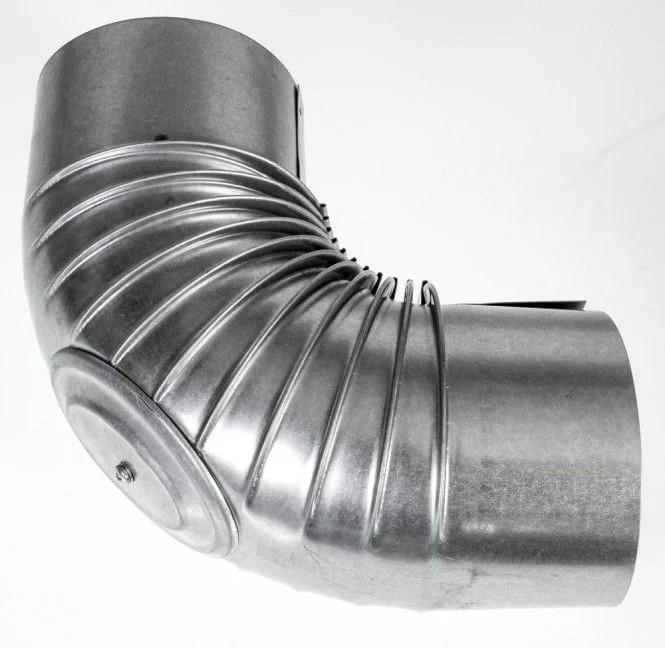 FAL Ofenrohrbogen 130 mm 90° mit Reinigungsöffnung gerippt