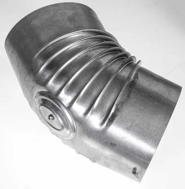 FAL Ofenrohrbogen 150 mm 45° mit Reinigungsöffnung gerippt