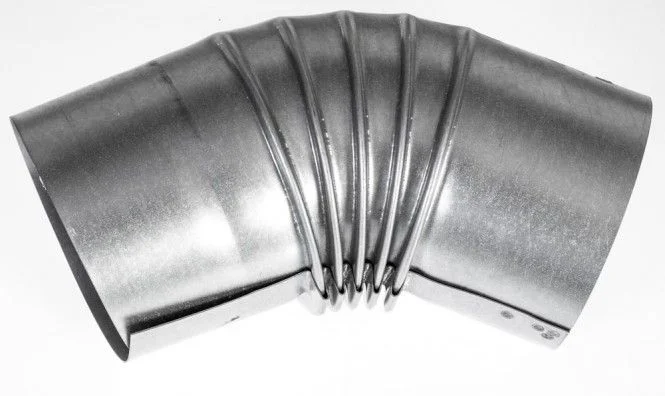 FAL Ofenrohrbogen 90 mm 45° ohne Reinigungsöffnung gerippt