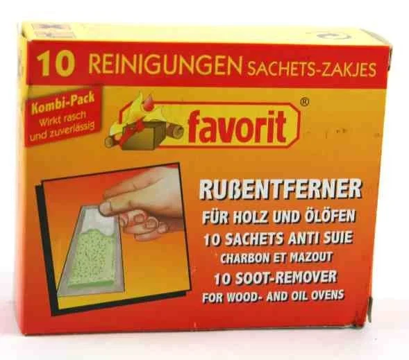 FAVORIT Rußentferner für 10 Reinigungen für Holzöfen, Kaminöfen und Ölöfen