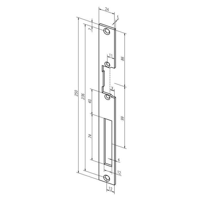 Flachschließblech 338 Edelstahl matt käntig Breite 24 x Länge 250 mm