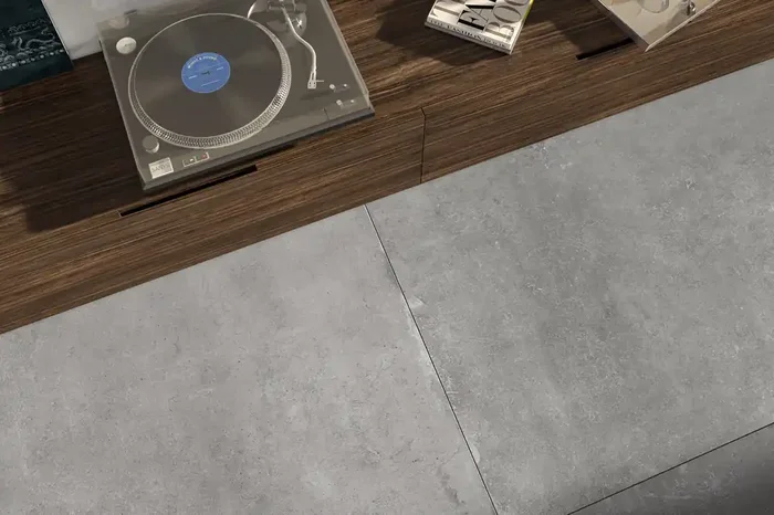 Fliese Betonoptik hellgrau 30×60 cm „Cloud Silver“ Zementoptik grau rektifiziert