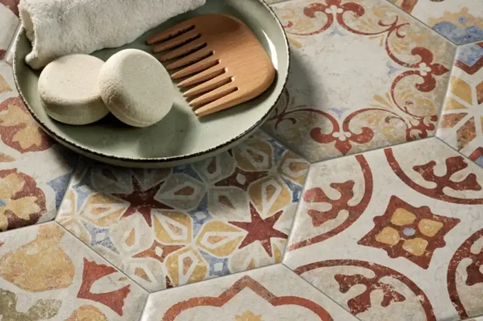 Fliese Dekor Hexagon „Cotto del Campiano Emiliane Mix“ 15,8×18,3cm CIR (Farbmischung nach Zufall)