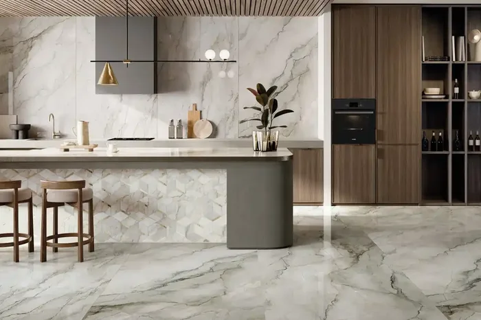 Fliese edle Marmoroptik grau-grün 60×120 cm „Bolgheri Stone Sage“ rektifiziert