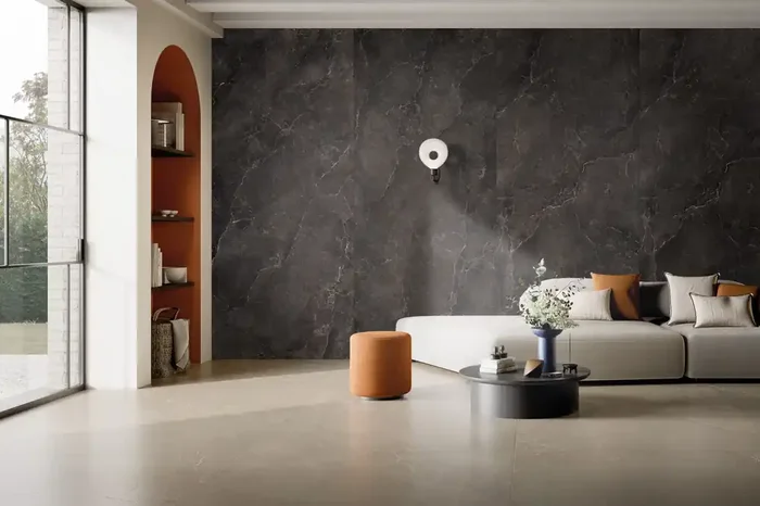 Fliese edle Steinoptik anthrazit schwarz 60×120 cm „Stone Dark“ rektifiziert