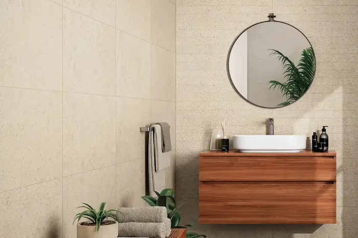 Fliese edle Steinoptik beige 60×60 cm „Yacht Sand“ Natursteinoptik rektifiziert