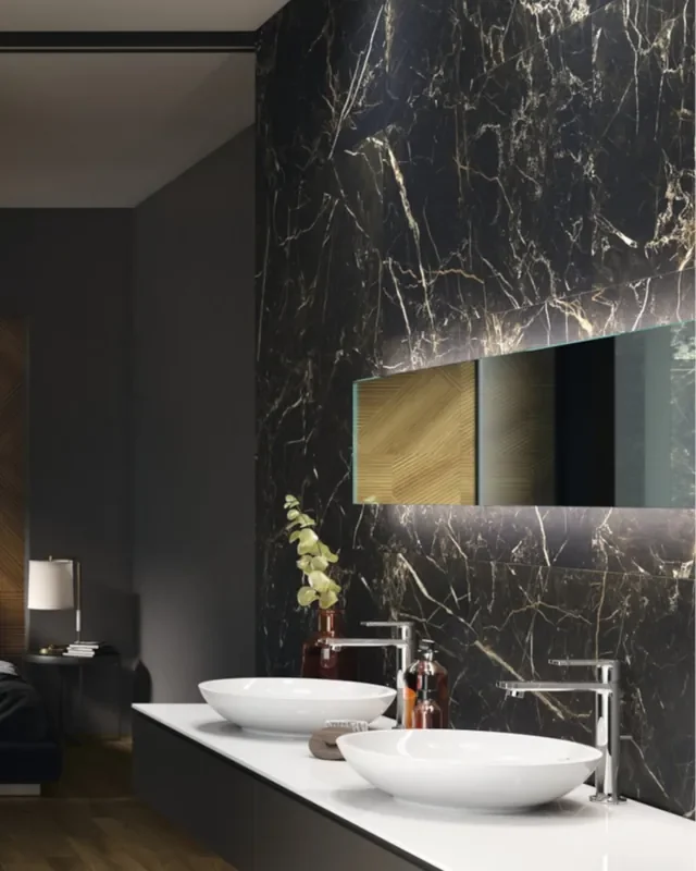 Fliese im Marmordesign Schwarz Matt 60×120 cm Night Lux Matt