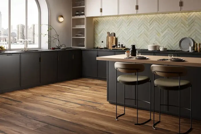 Fliese Mahagoni-Holzoptik mit Rinde 24×150 cm „Sherwood Mahogany“ dunkelbraun