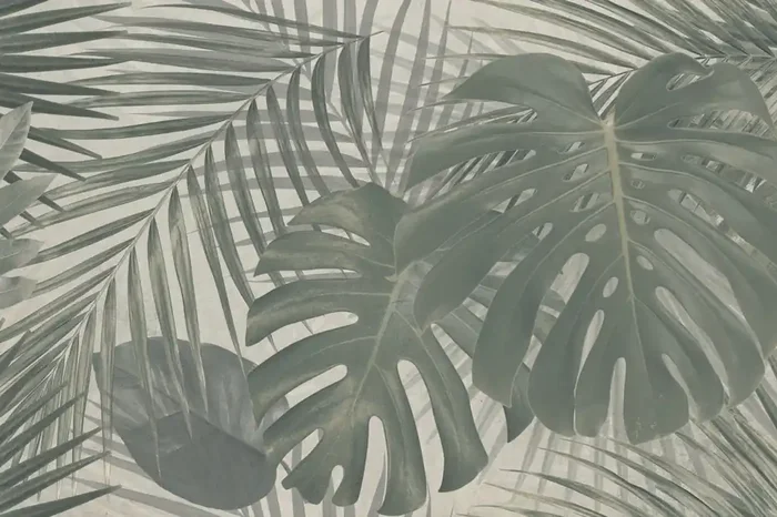 Fliese mit Pflanzen-Dekor 60×120 cm Monstera & Palmen „Fantasy Jungle“ Wandbild rektifiziert