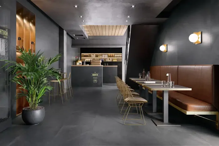 Fliese Natursteinoptik schwarz 90×90 cm „Unionstone Mustang“ Steinoptik rektifiziert