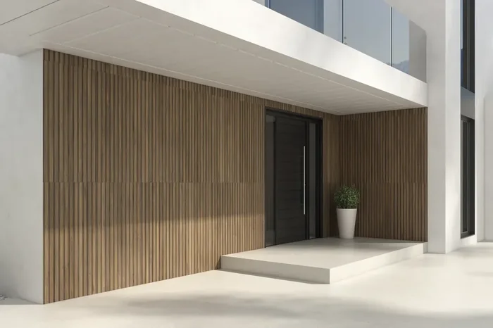 Fliese Wandpaneele Holzoptik Eiche dunkel braun 60×120 cm „Geowood Dekor Stripe Roble“ Wandfliese rektifiziert