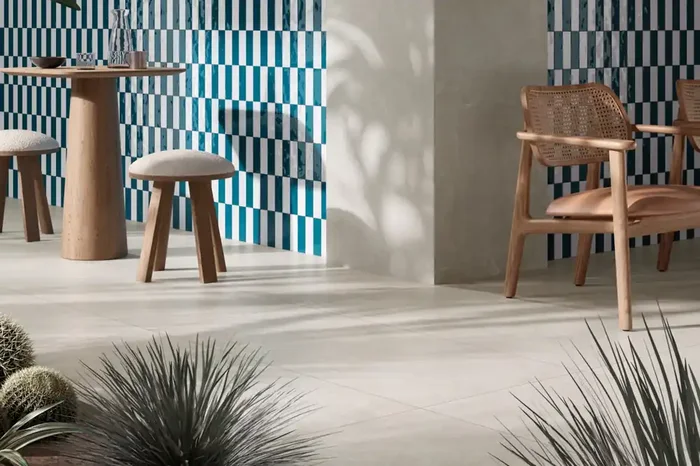 Fliese Zementoptik creme-weiß 60×60 cm „Tadelakt Jasmine Bianco“ edle Kalkputz-Optik rektifiziert