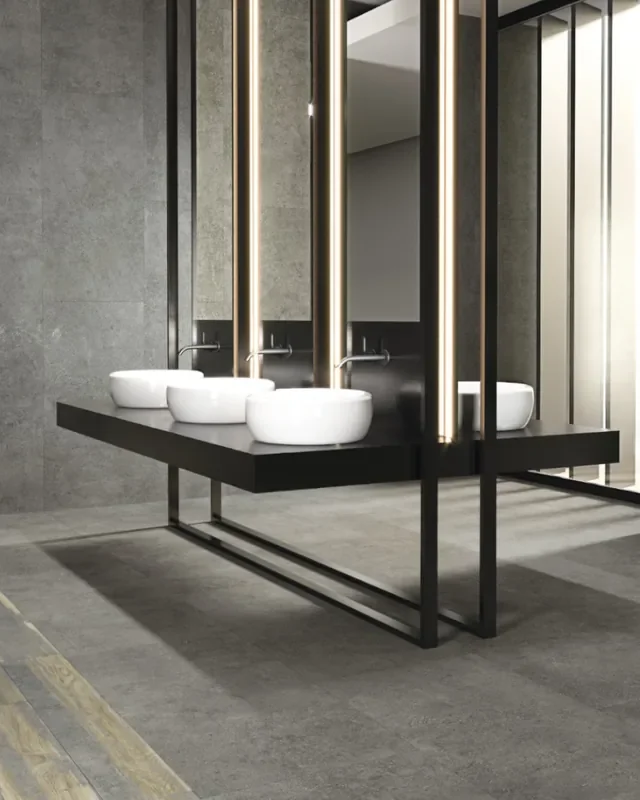 Fliesen in Betonoptik anpoliert 60×60 cm Graphit Wabi Grafite Lappato