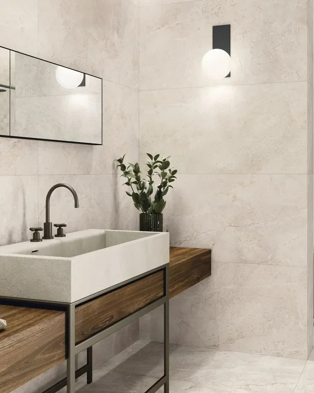 Fliesen in Natursteinoptik Hell Matt 60×120 cm August Cream