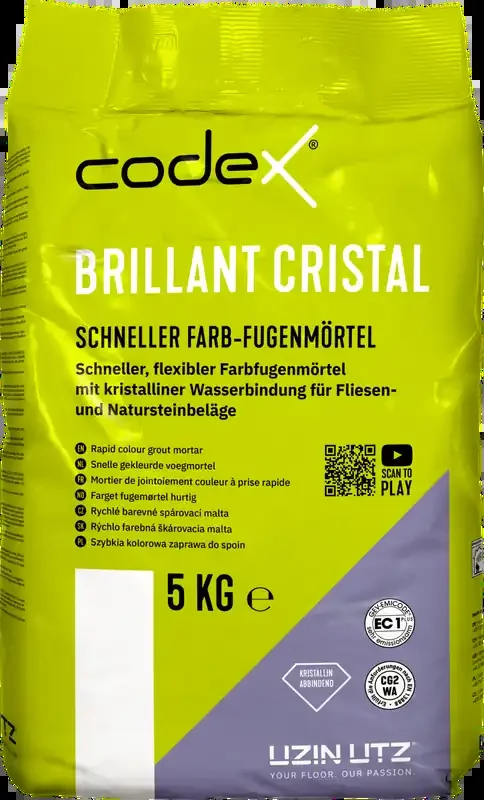 Fugenmörtel für Fliesen & Naturstein „Codex Brillant Cristal“ kaschmirgrau schnell erhärtend flexibel 5 kg