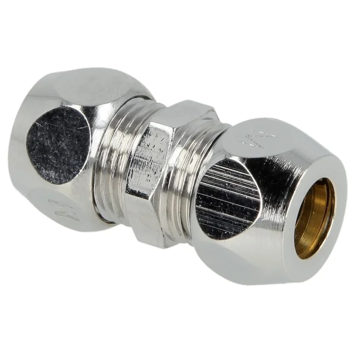 Gerade Doppel Quetschverschraubung 10 x 10 mm verchromt