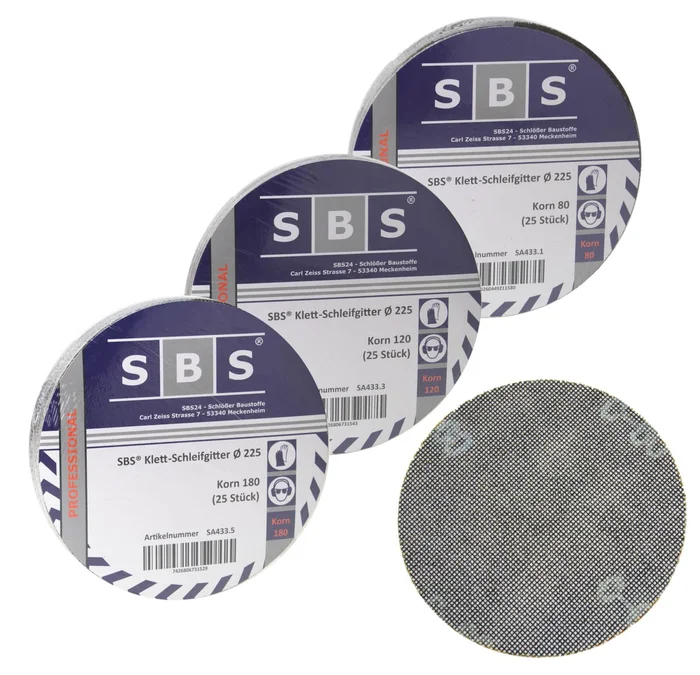 Gitterleinen Schleifgitter Sortiment 225mm Korn: 80 – 120 – 180