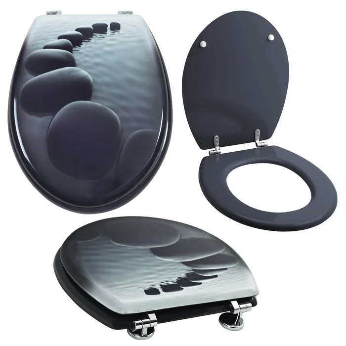 Grafner® WC Sitz aus MDF Motiv Black Stone Toilettendeckel