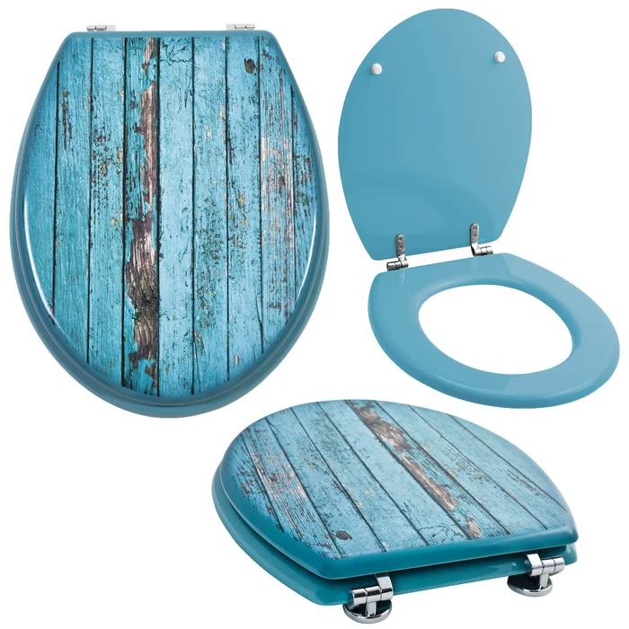 Grafner® WC Sitz aus MDF Motiv Blue Planks Toilettendeckel