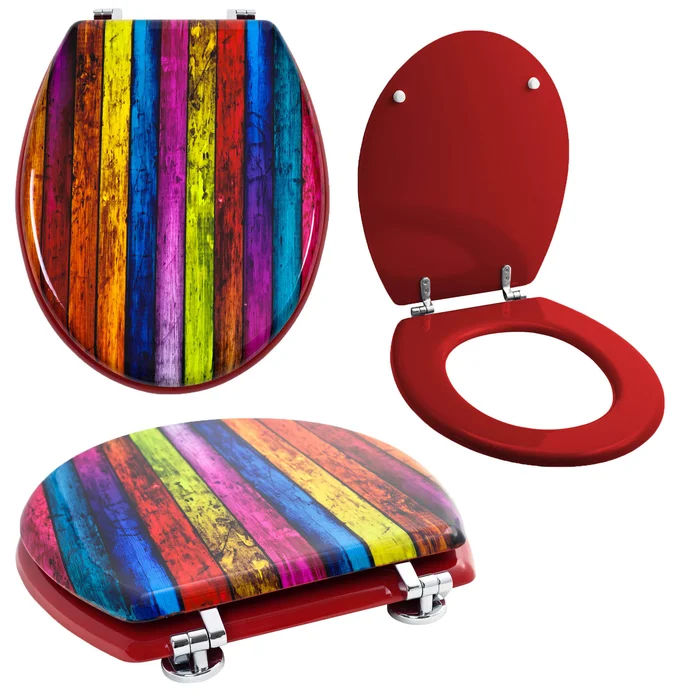 Grafner® WC Sitz aus MDF Motiv Colored Planks Toilettendeckel