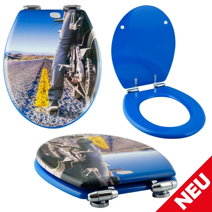 Grafner® WC-Sitz aus MDF MOTORBIKE mit Absenkautomatik WC10591