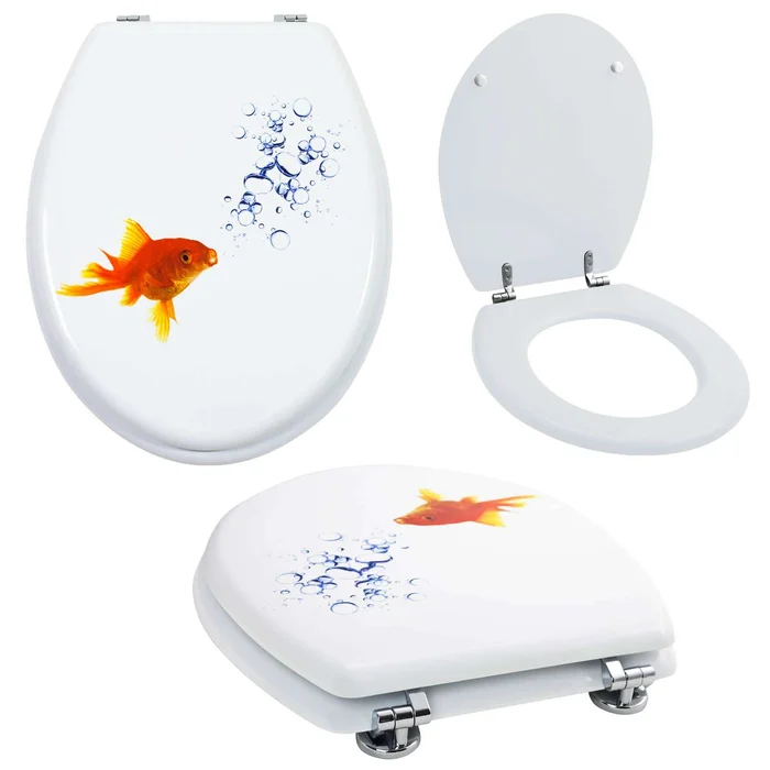 Grafner® WC Sitz mit Absenkautomatik Motiv Bubble Fish Toilettendeckel