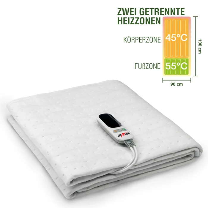 Grafner Wärmeunterbett Polyester 190x90cm 2 Heizzonen elektro Heizdecke
