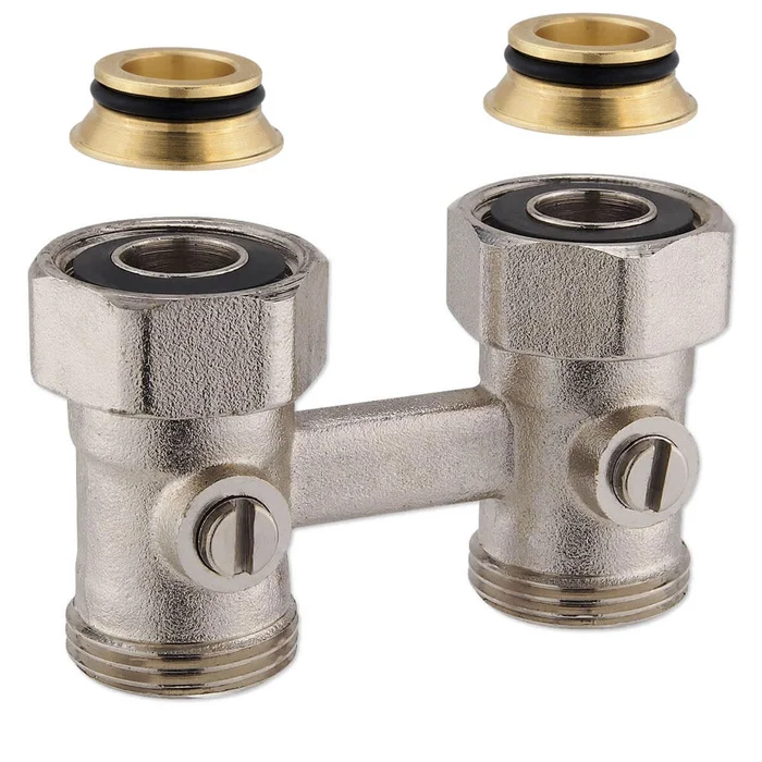 Hahnblock Zweirohr Durchgangsform 3/4″